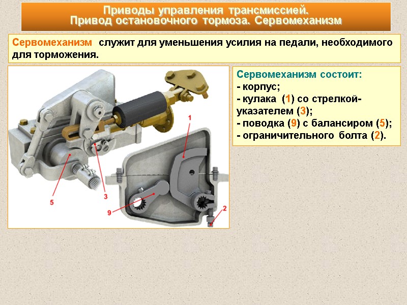 Сервомеханизм состоит:  - корпус; - кулака  (1) со стрелкой-указателем (3);  -